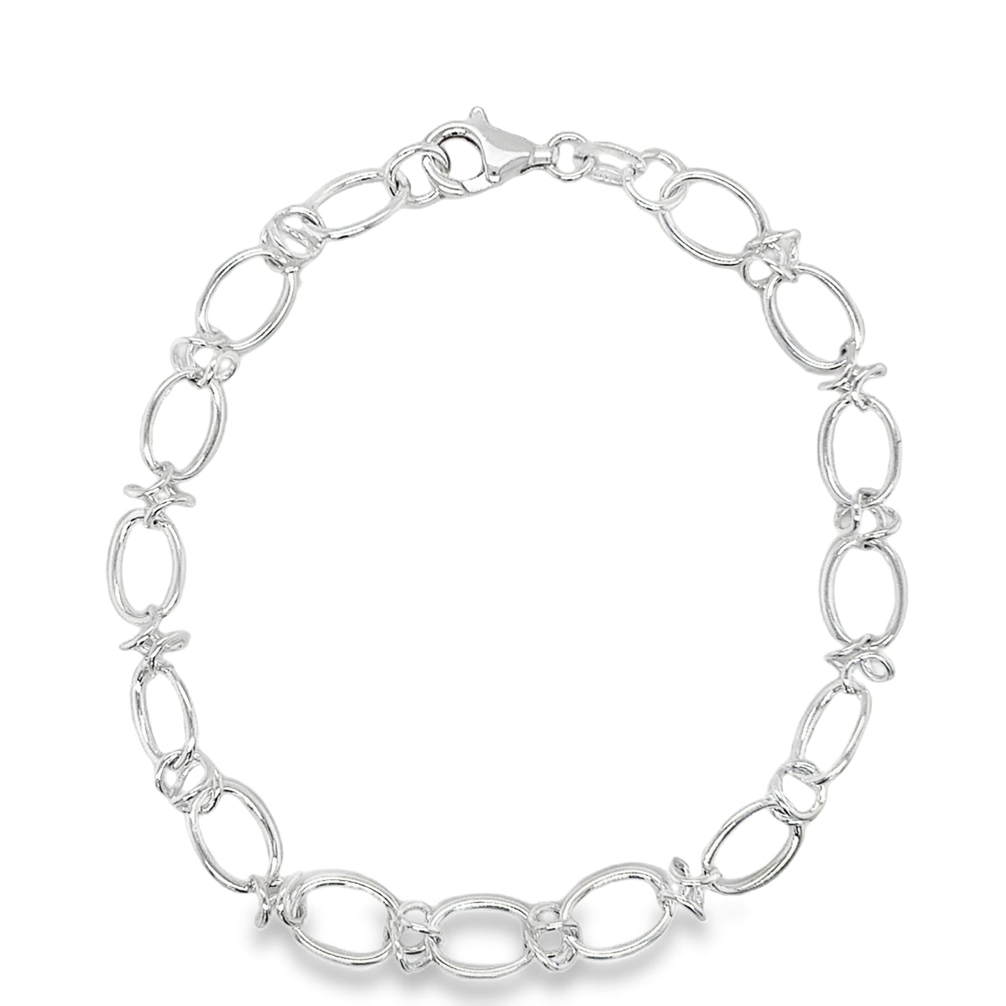 Sterling Silver Oval Knot Link Bracelet 7.5"