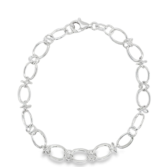 Sterling Silver Oval Knot Link Bracelet 7.5"