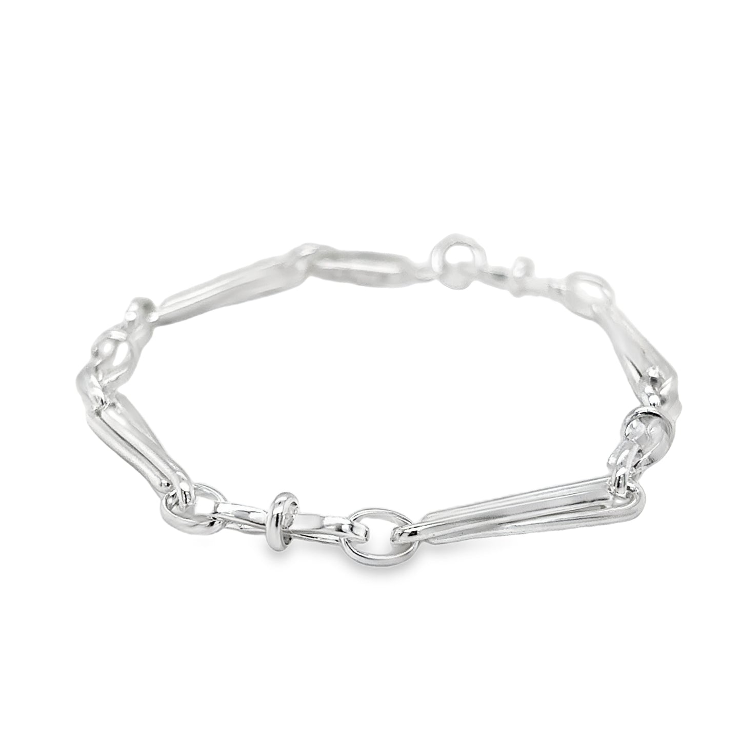 Sterling Silver Infinity Trombone Link Bracelet 7.5"