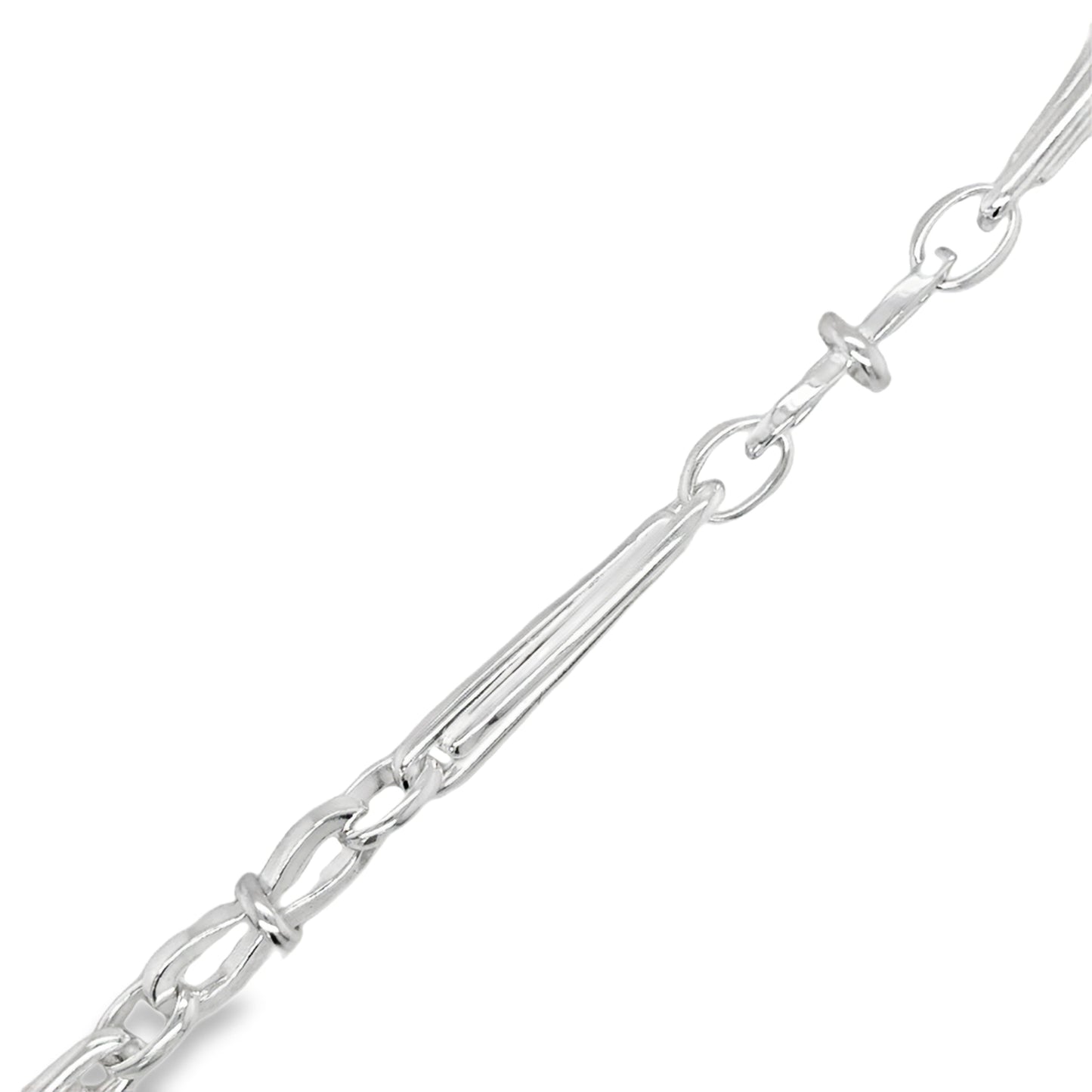 Sterling Silver Infinity Trombone Link Bracelet 7.5"
