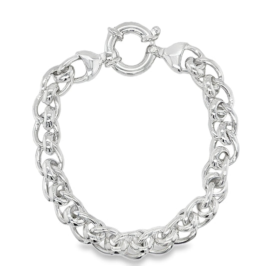 Sterling Silver Rollerball Curb Bracelet 7.5"