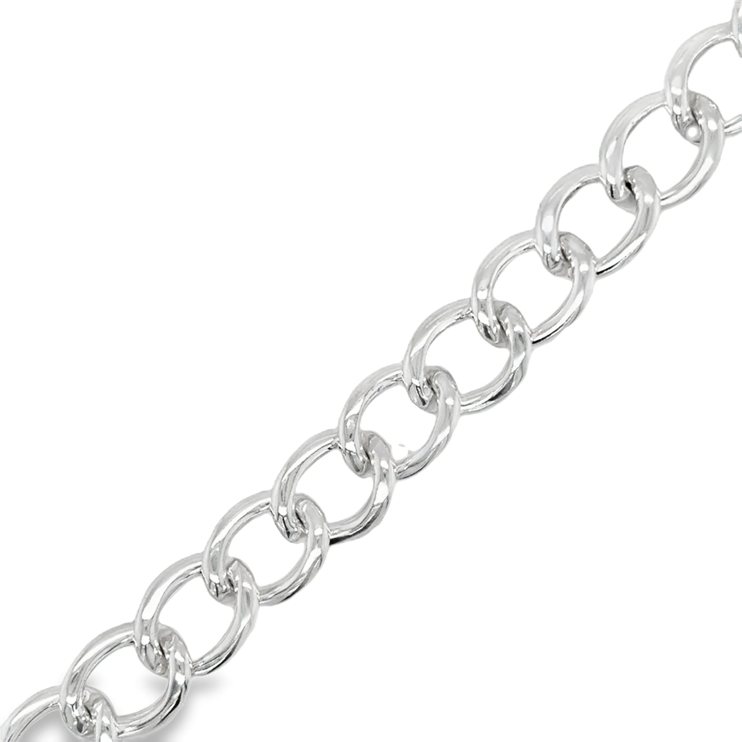 Sterling Silver Curb Bracelet with Bolt Ring 8"