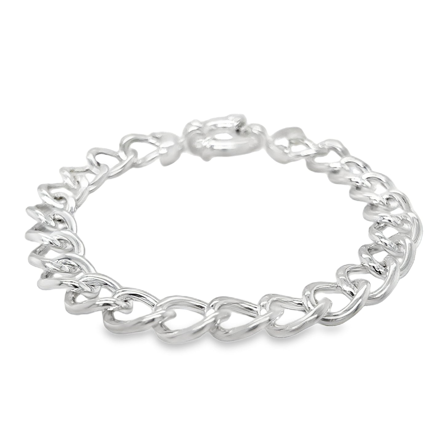Sterling Silver Curb Bracelet with Bolt Ring 8"