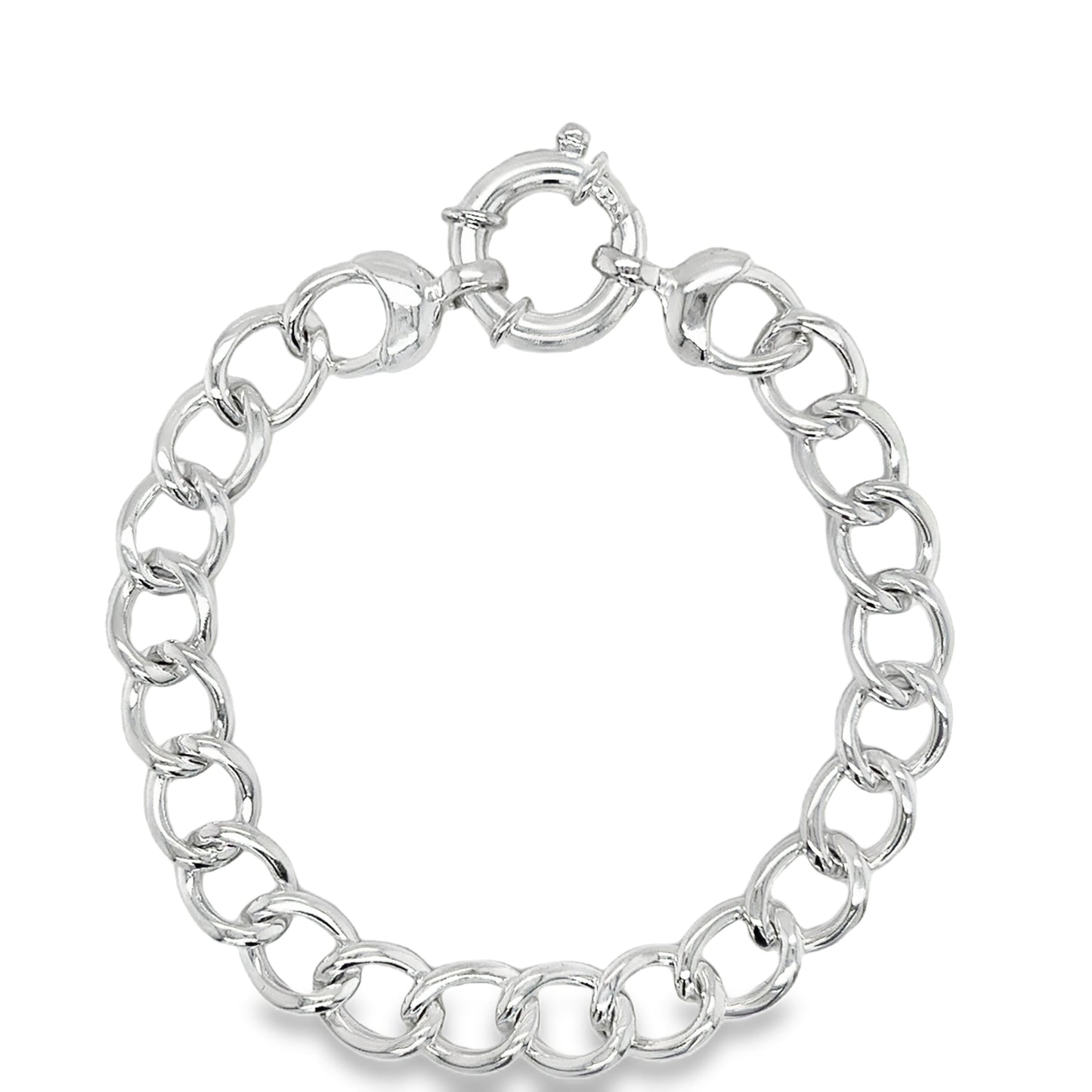 Sterling Silver Curb Bracelet with Bolt Ring 8"