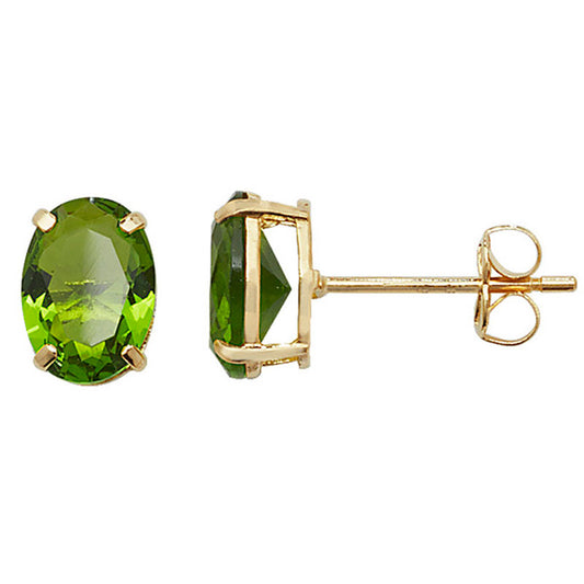 9ct Oval Green Cubic Zirconia Stud Earring