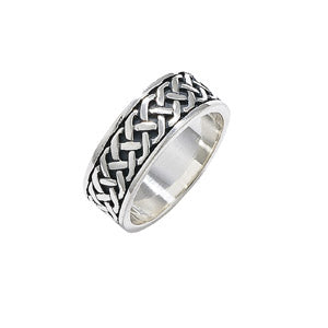 Sterling Silver Celtic Enamel 8mm Gents Ring