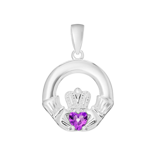 Sterling Silver June Birthstone Claddagh Stud Pendant