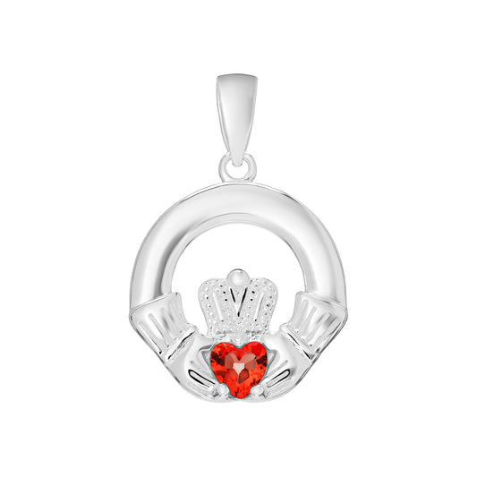 Sterling Silver January Birthstone Claddagh Stud Pendant