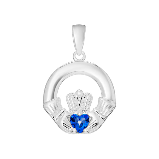 Sterling Silver September Birthstone Claddagh Stud Pendant
