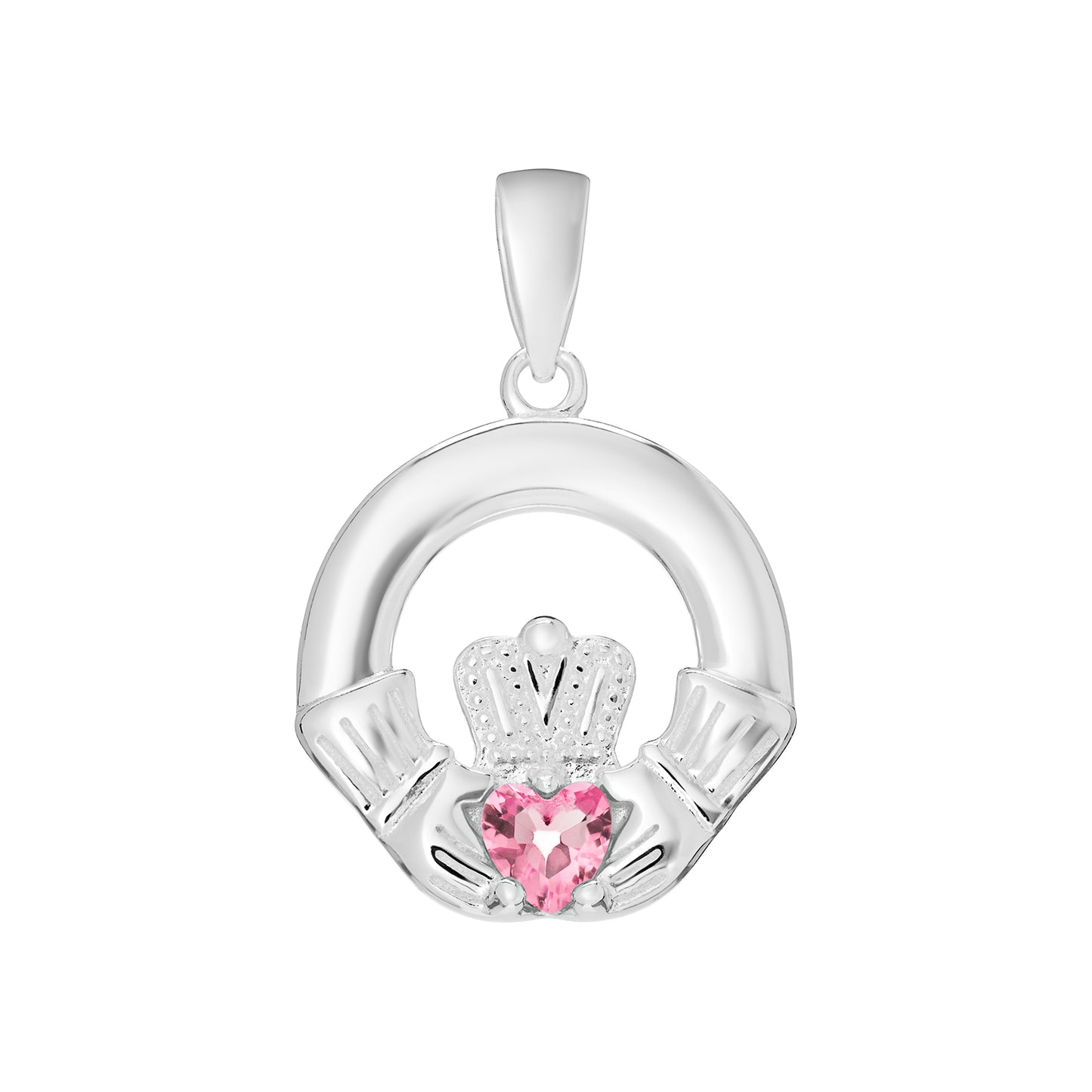 Sterling Silver October Birthstone Claddagh Stud Pendant