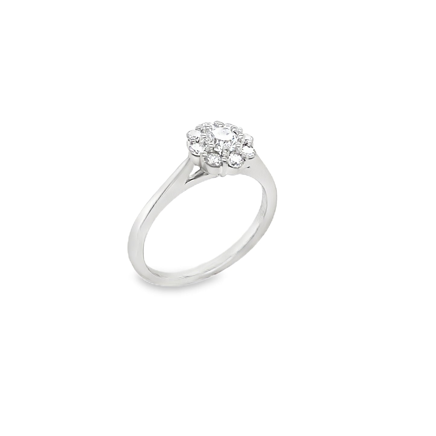 Platinum Round Brilliant Cluster Diamond Ring .60ct