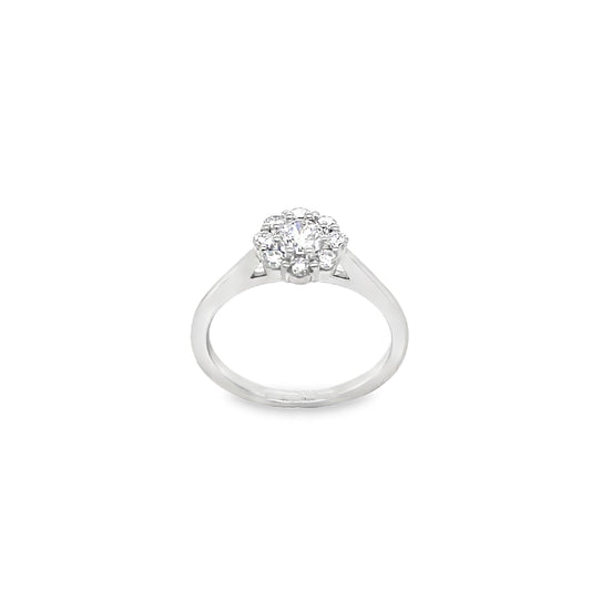 Platinum Round Brilliant Cluster Diamond Ring .60ct