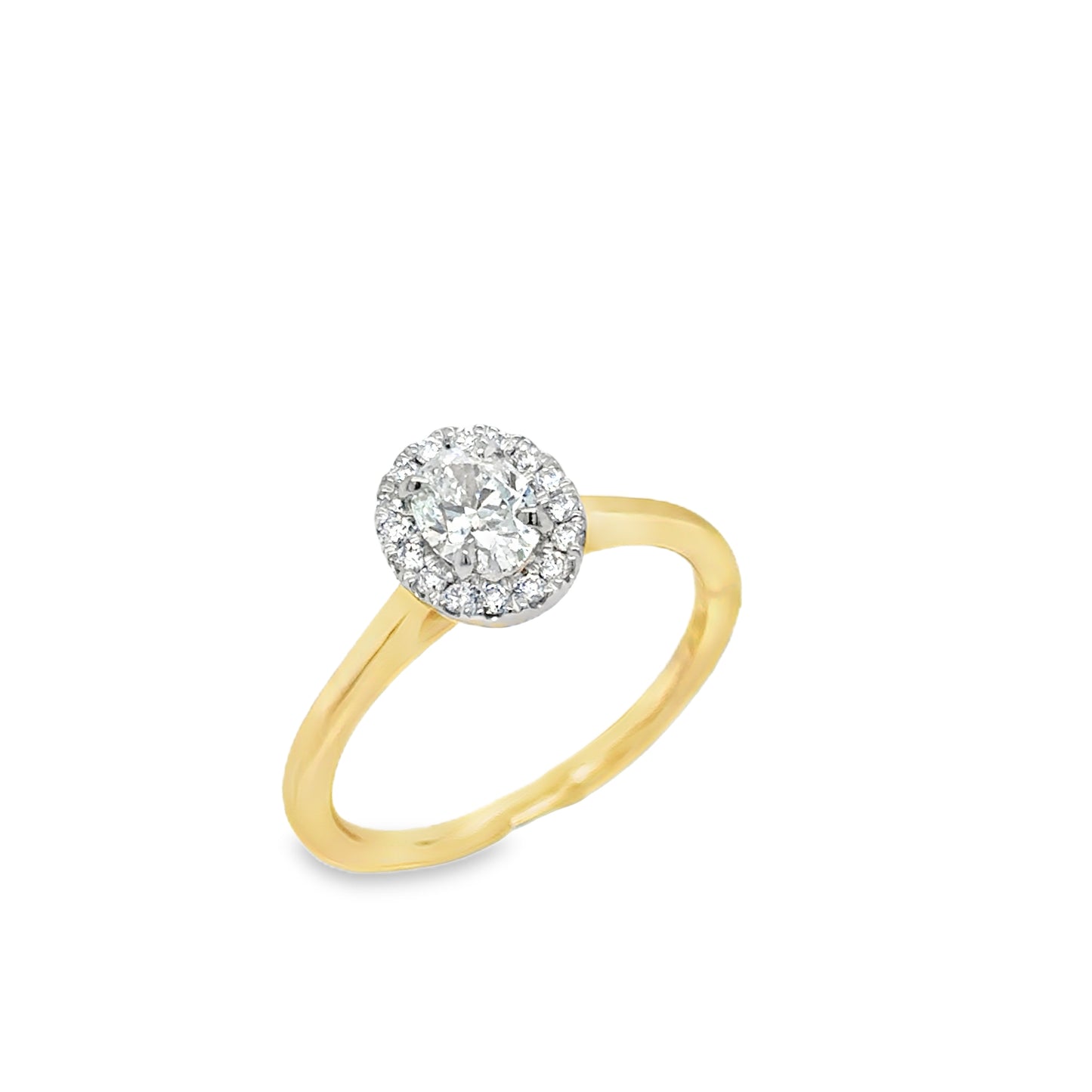 9ct Yellow Gold Oval Halo Diamond Ring .65ct