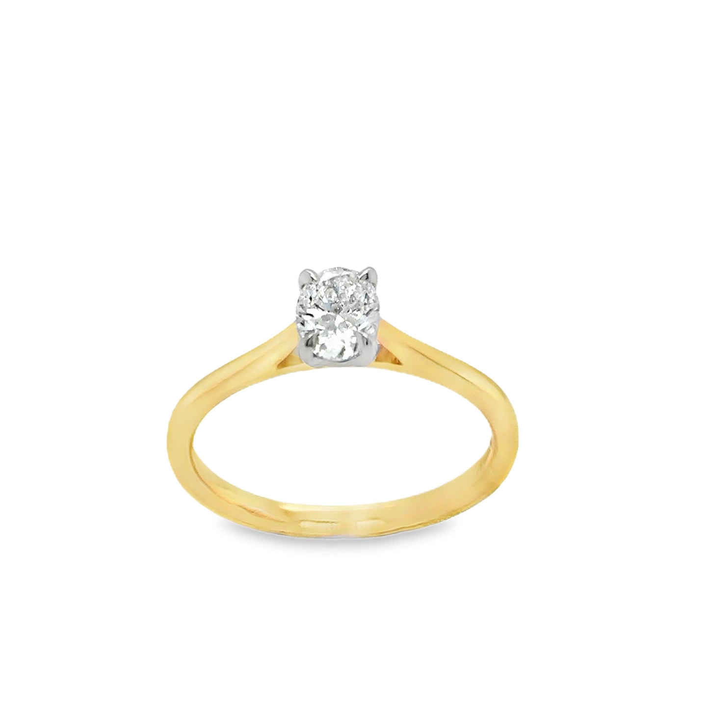 9ct Yellow Gold Oval Soltiaire Diamond Ring .50ct