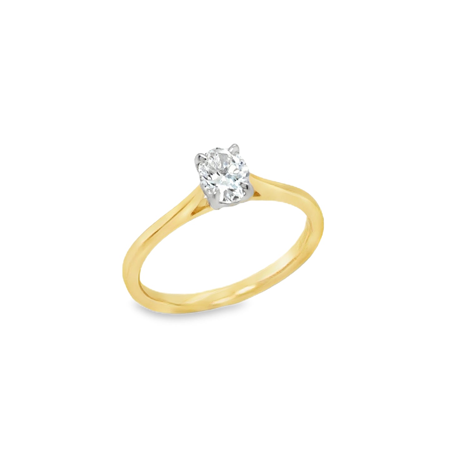 9ct Yellow Gold Oval Soltiaire Diamond Ring .50ct