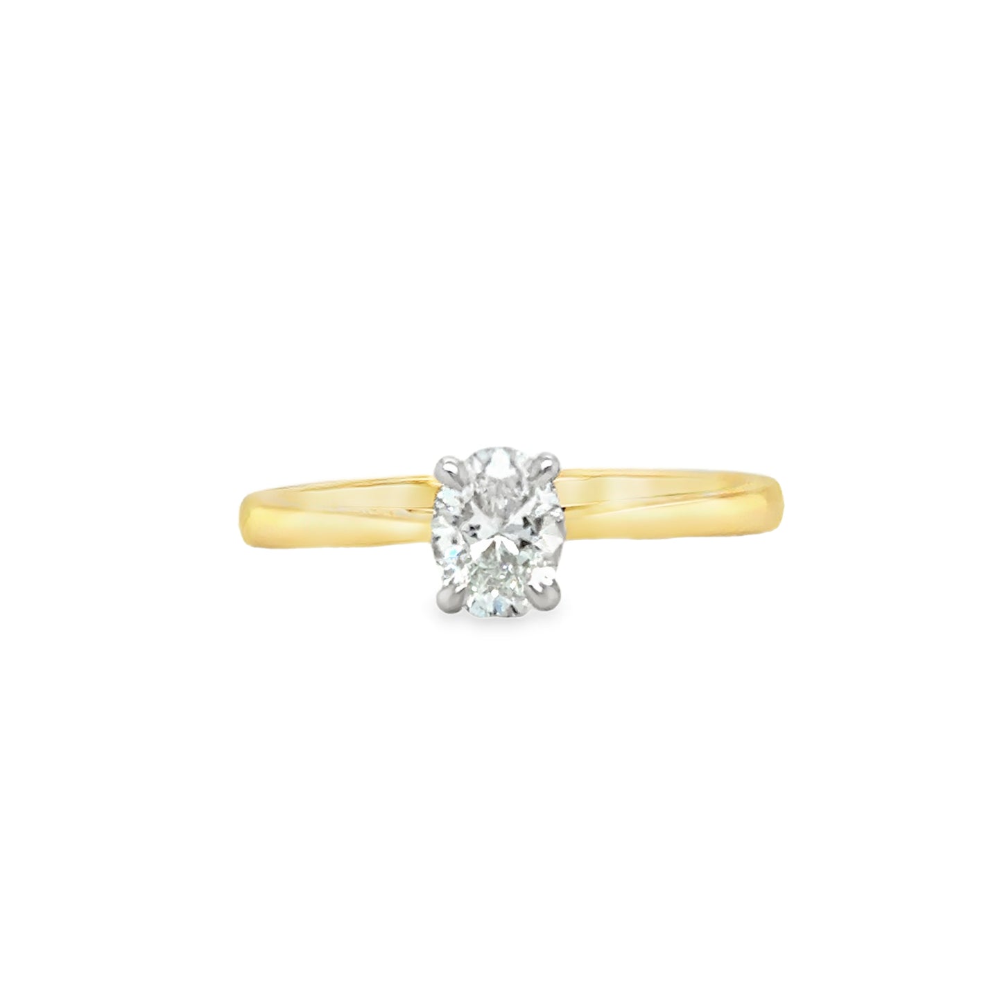 9ct Yellow Gold Oval Soltiaire Diamond Ring .50ct
