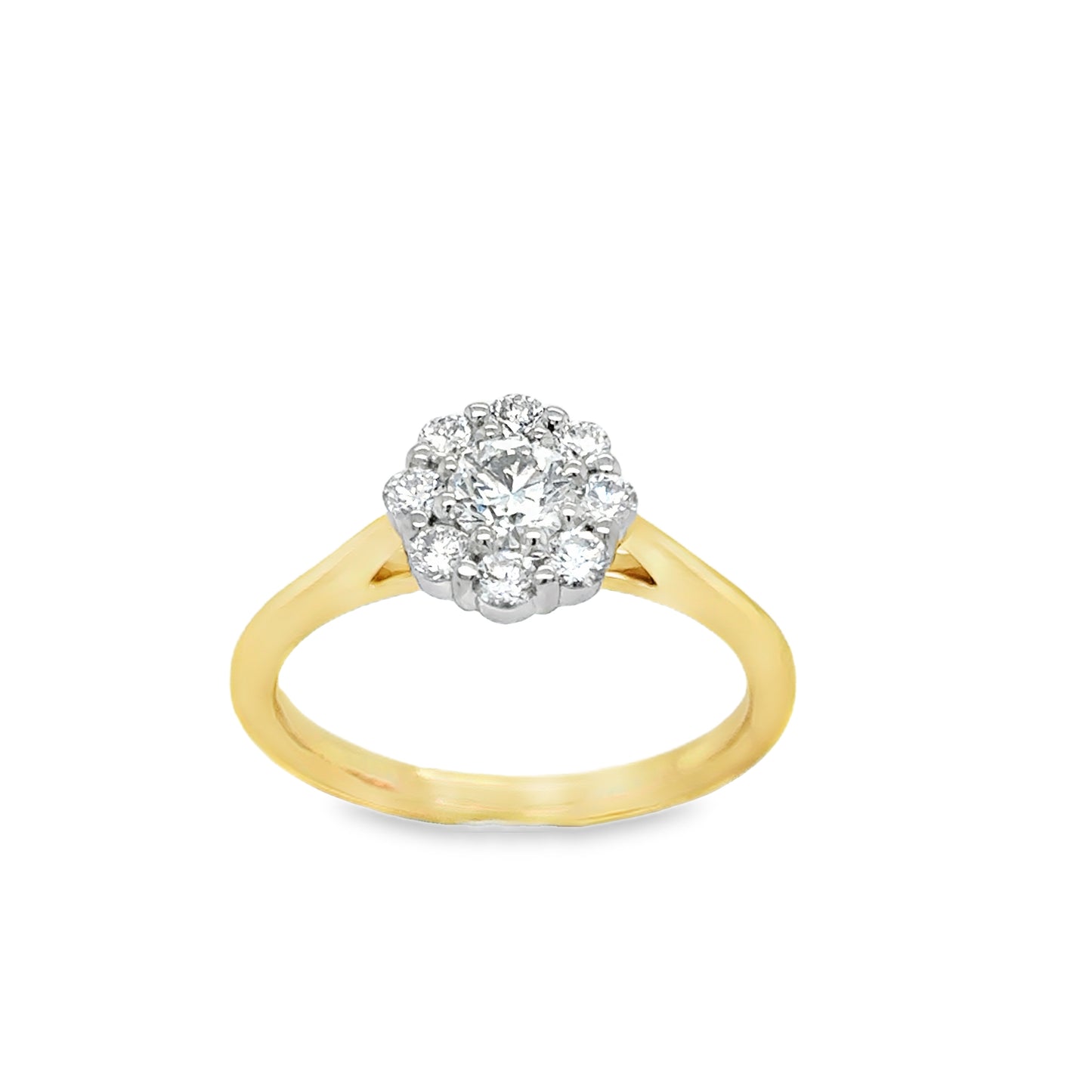 9ct Yellow Gold Round Cluster Diamond Ring .60ct