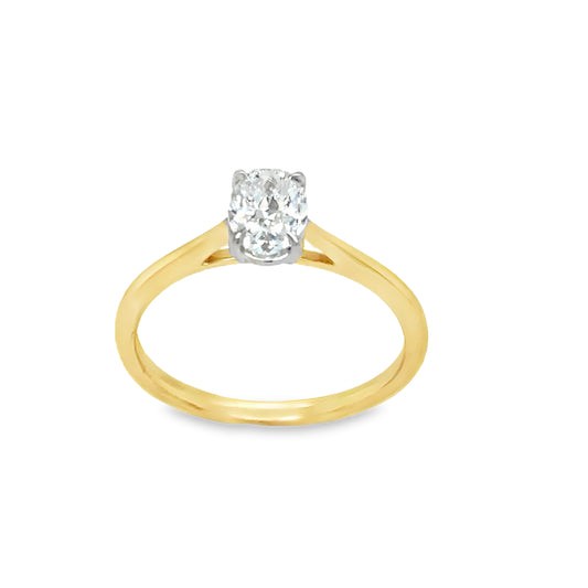 9ct Yellow Gold Oval Solitaire Diamond Ring .70ct