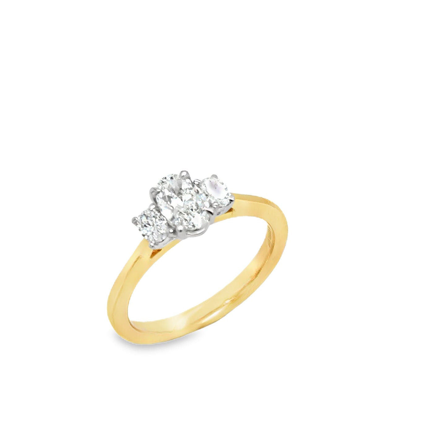 9ct Yellow Gold Oval Three Stone Diamond Ring .70ct