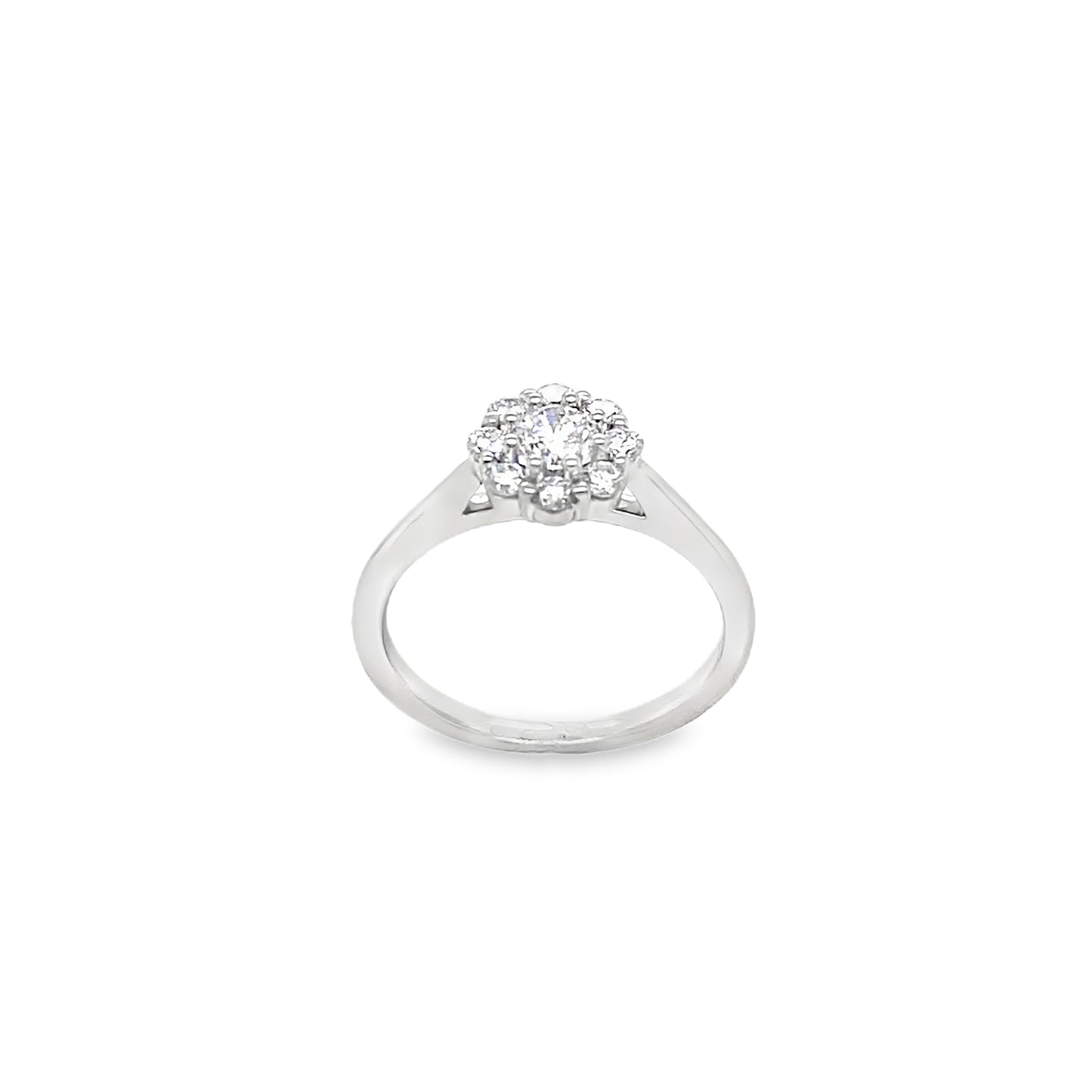 Platinum Round Brilliant Cluster Diamond Ring .60ct
