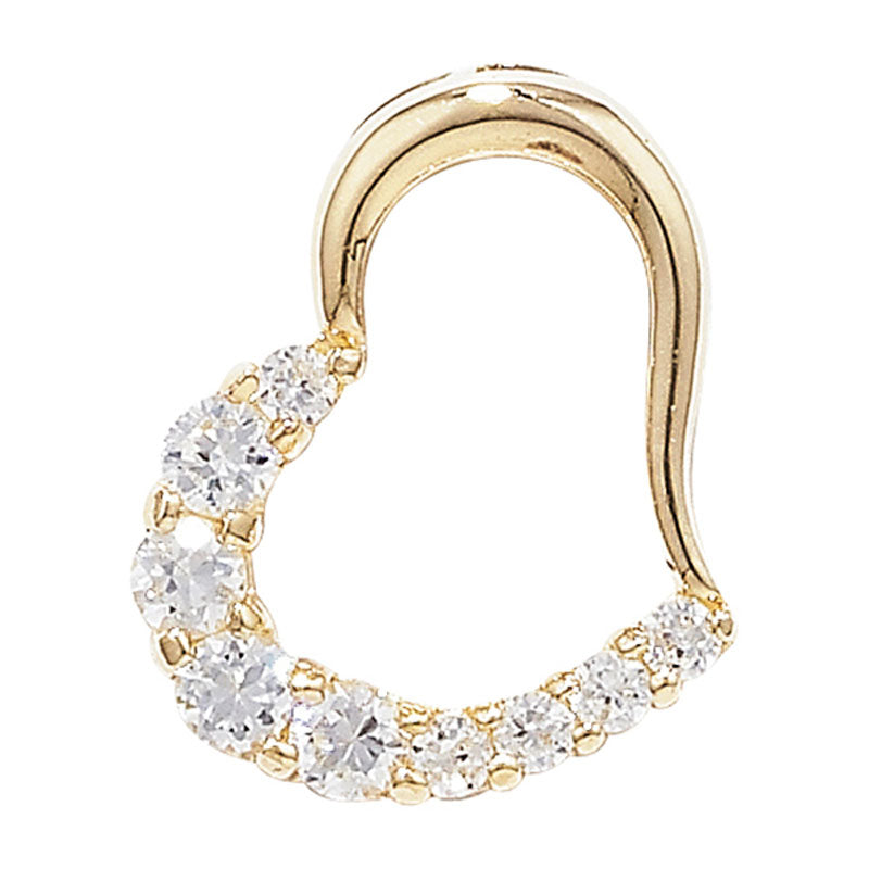 9ct Yellow Gold CZ/Polished Offset Open Heart Pendant