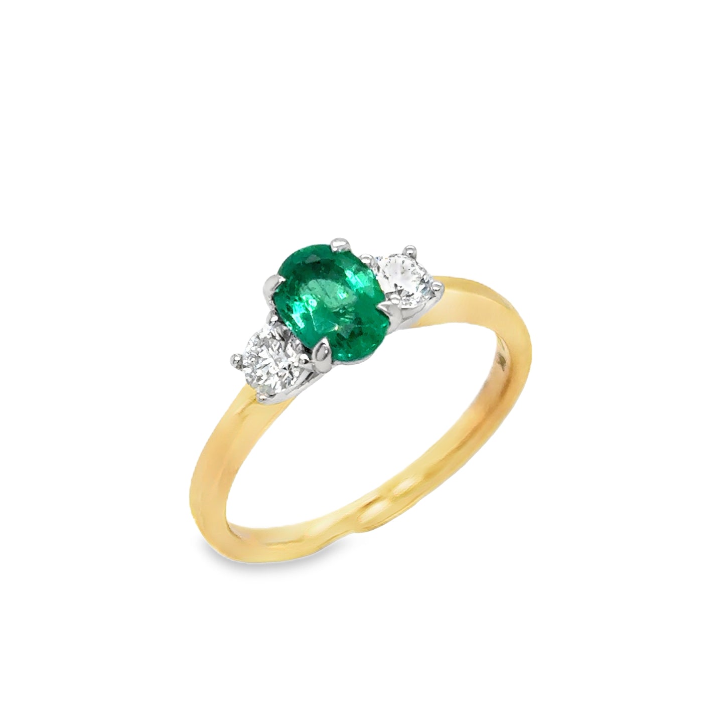 9ct Three Stone Emerald & Diamond Ring .36ct