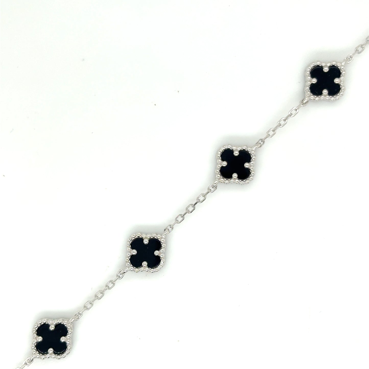 Sterling Silver Black Clover Scatter Bracelet