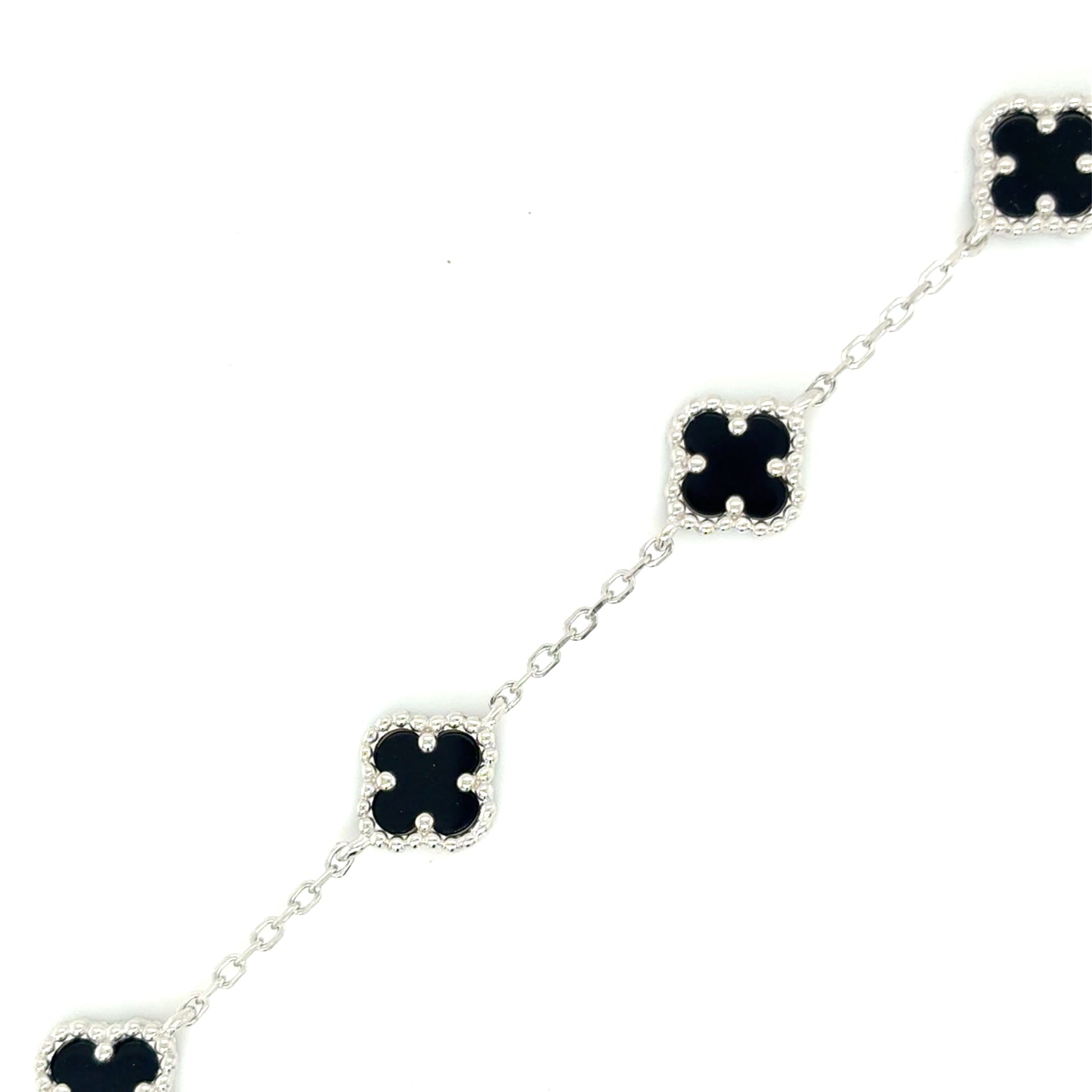 Sterling Silver Black Clover Scatter Bracelet