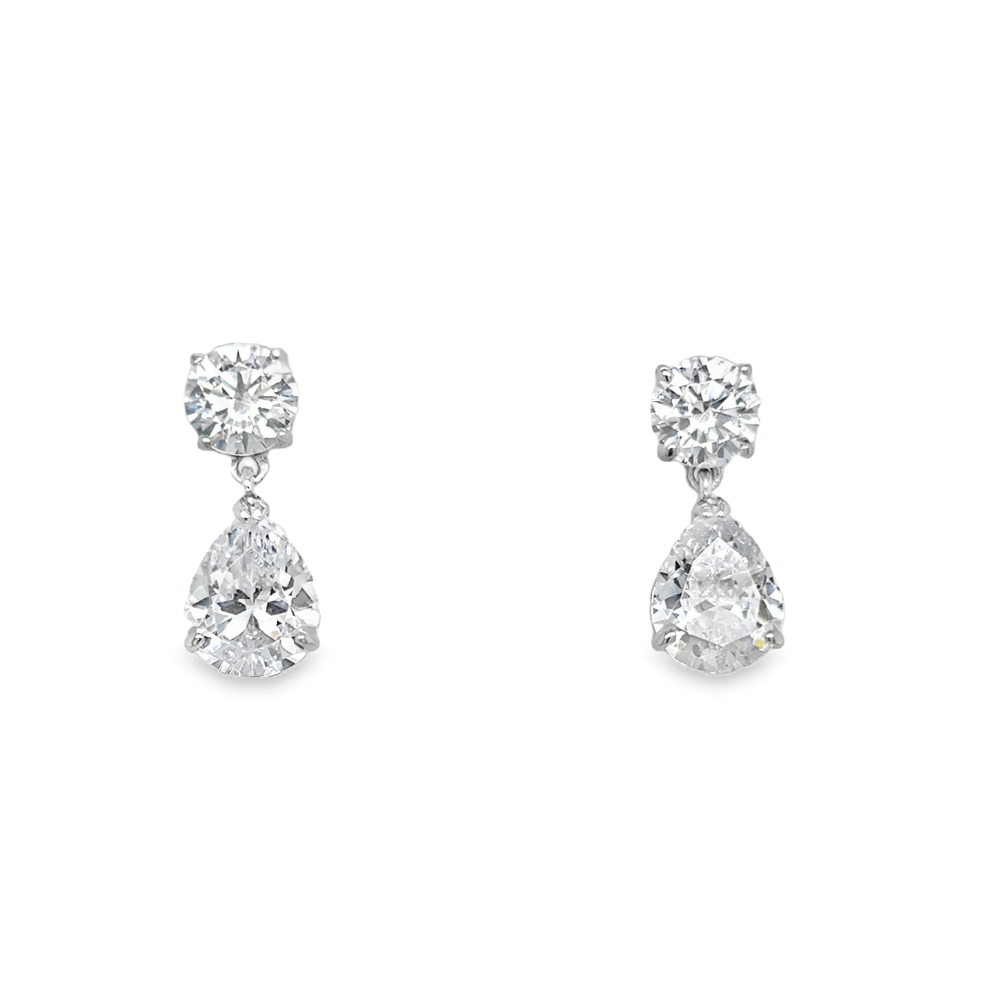 Sterling Silver Round and Pear Drop CZ Pendant and Earring Set