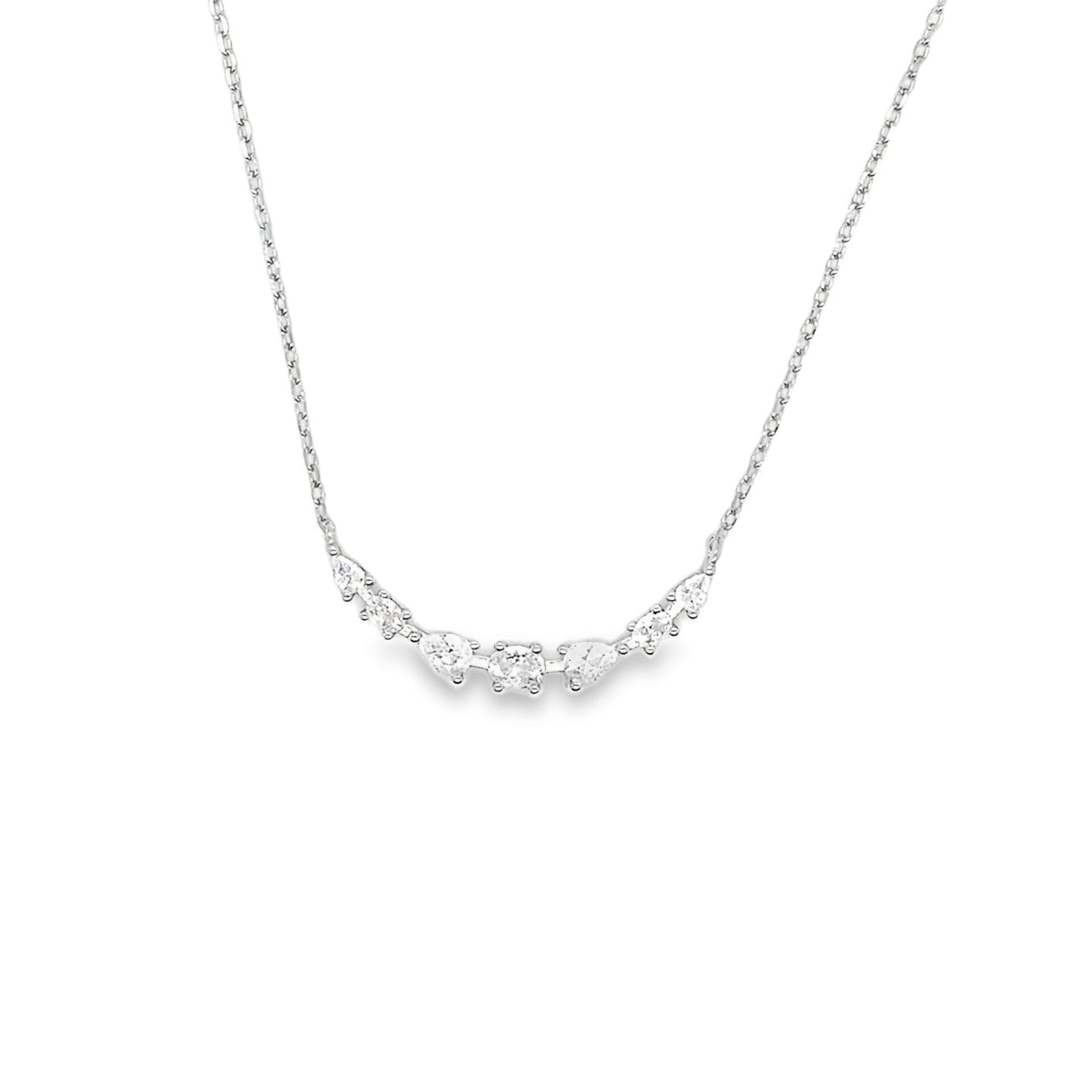 Sterling Silver Oval and Pear CZ Hammock Necklet