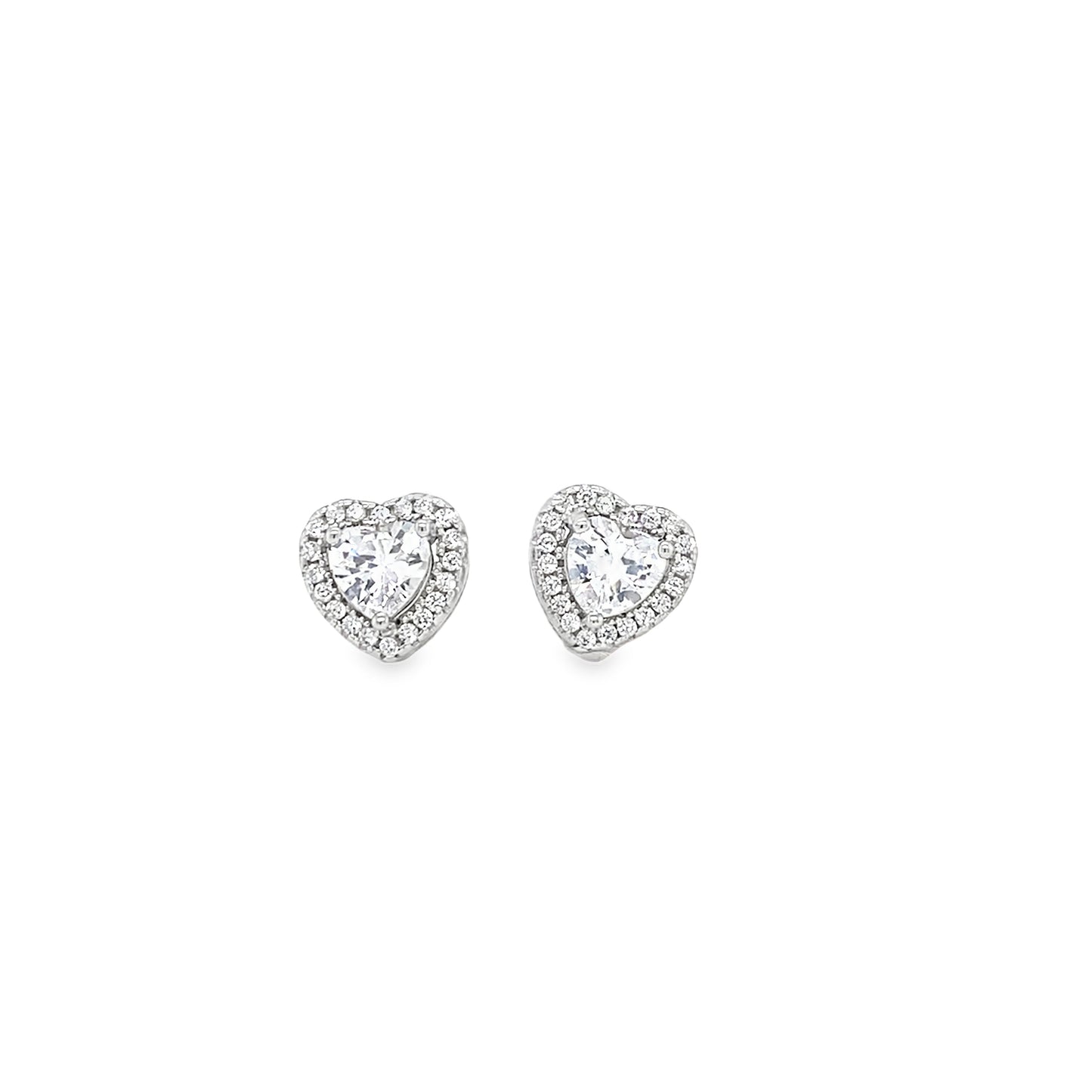 Sterling Silver CZ Heart Halo Earring