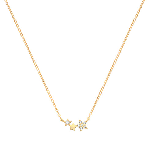 9ct Yellow Gold Pave CZ Star Hammock Necklet