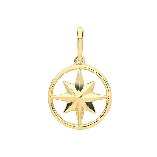 9ct Yellow Gold Open Compass Pendant