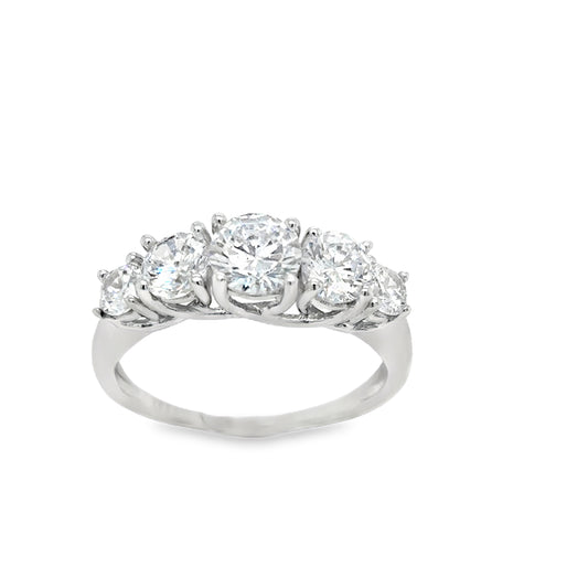 Sterling Silver Five Stone Cubic Zirconia Ring