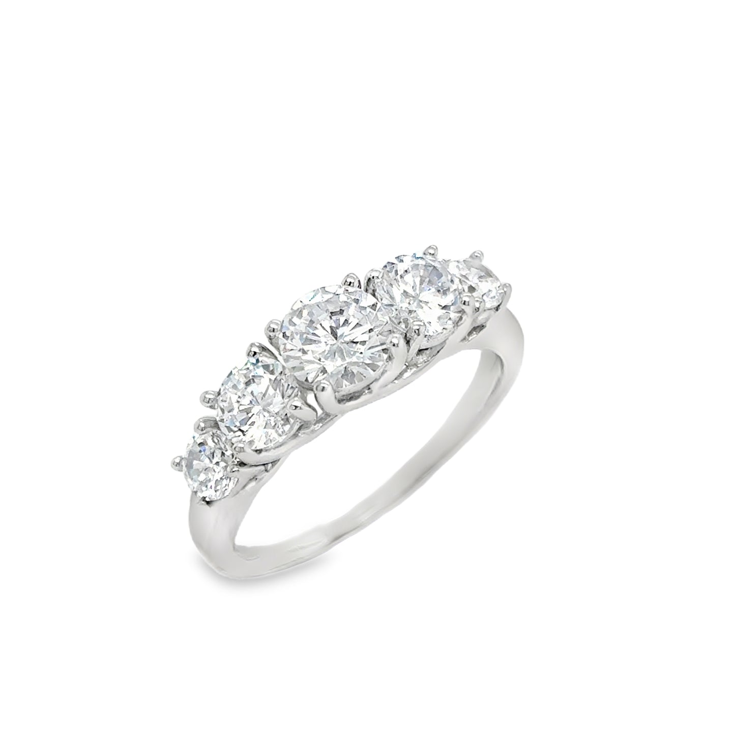 Sterling Silver Five Stone Cubic Zirconia Ring