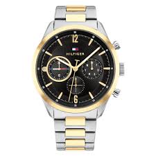 Gents Two Tone Tommy Hilfiger Matthew Chronograph Watch With Black Dial