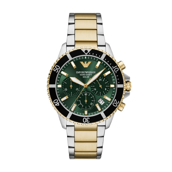 Gents Armani Green Dial Tachymeter Chronograph