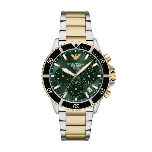 Gents Armani Green Dial Tachymeter Chronograph