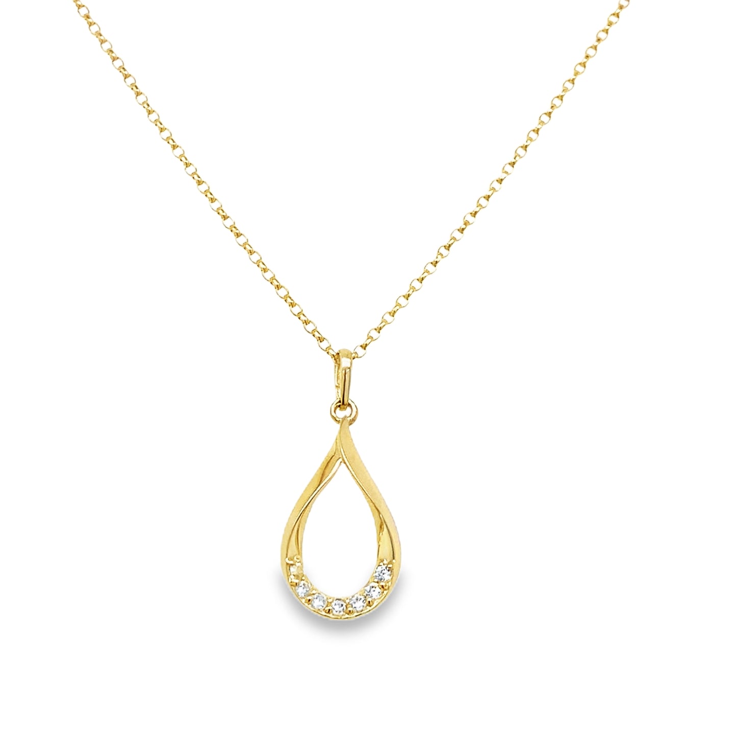9CT Open Pear Cubic Zirconia Pendant