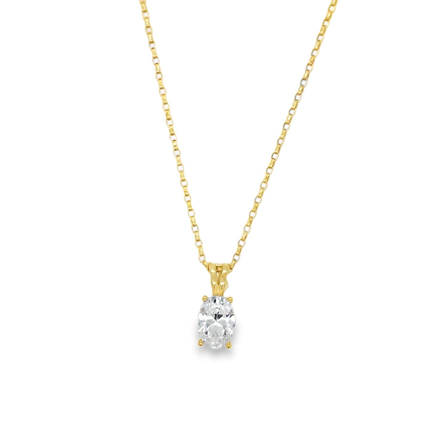 9ct CZ Small Oval Solitaire Pendant