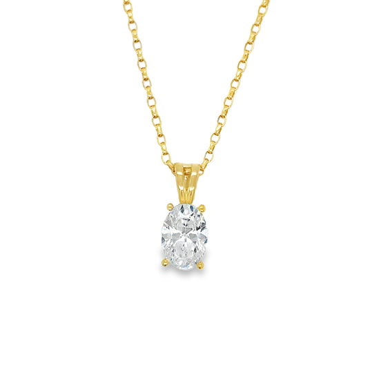 9ct CZ Small Oval Solitaire Pendant
