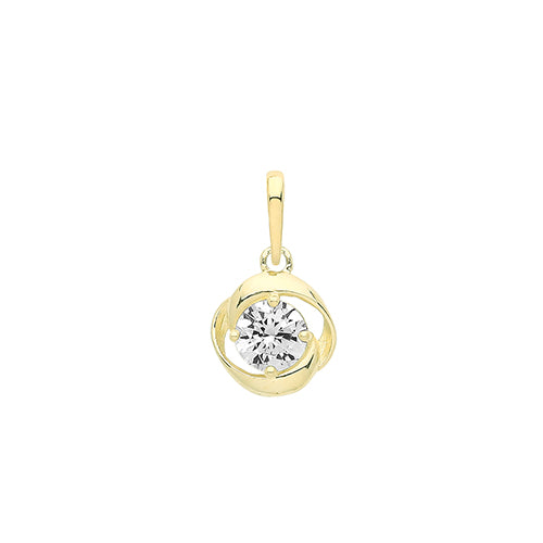 9ct Yellow Gold Open CZ Swirl Pendant