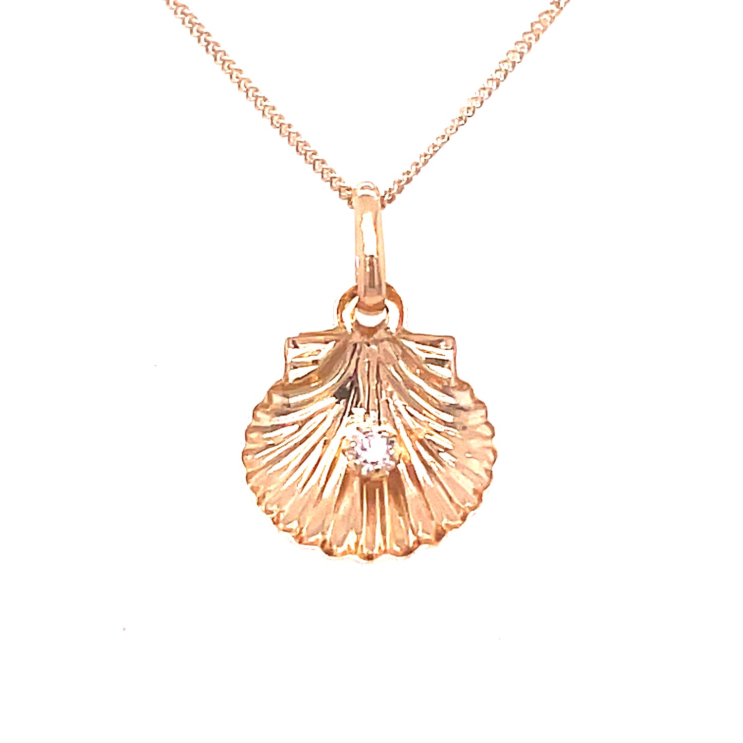 9ct Yellow Gold CZ Set Shell Pendant