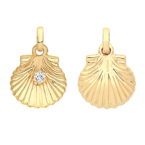 9ct Yellow Gold CZ Set Shell Pendant