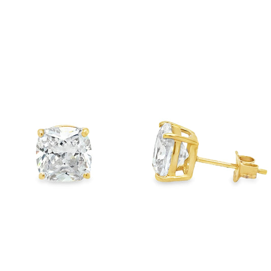 9ct 8mm Cubic Zirconia Cushion Cut Stud Earrings