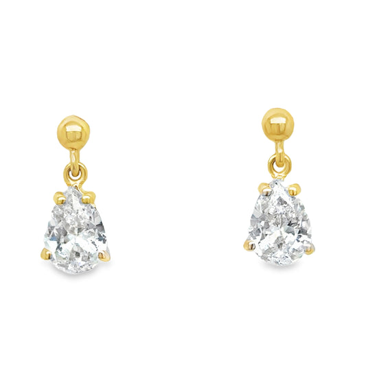 9ct CZ Pear Drop Earrings