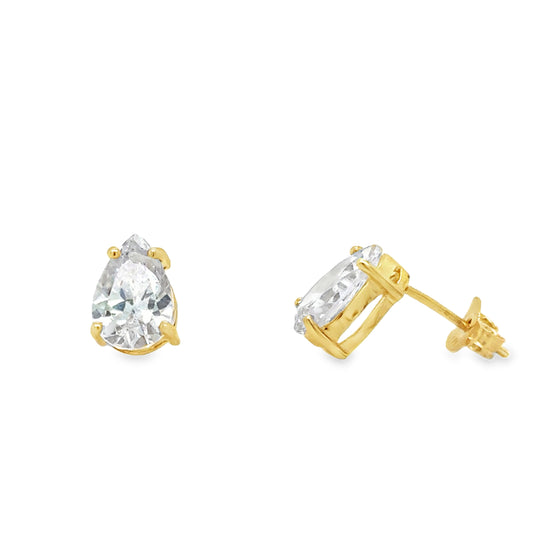 9ct CZ Pear Stud Earrings