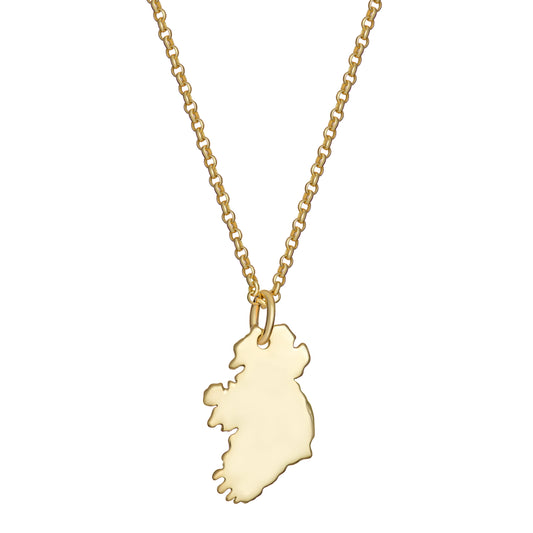 Sterling Silver 9ct Gold Plated Ireland Cutout Necklet