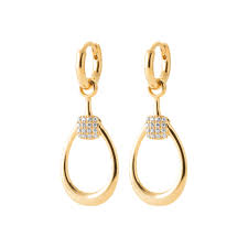 Burren 18ct Gold Plated Vogue CZ Circle Drop Earrings