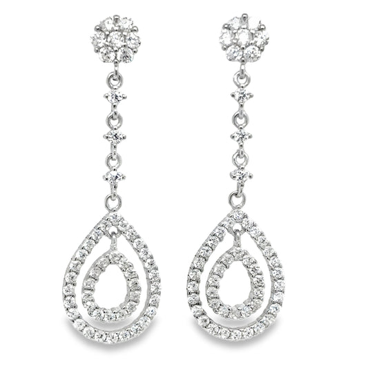 Sterling Silver Open Double PEar Drop Earrings